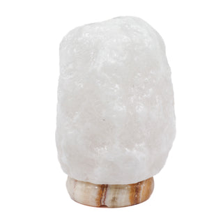 Natural White Salt Lamp (12-15 lb) (5.5-7 KG) (10-11") w/ Onyx Base