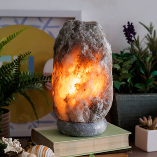 Natural Gray Himalayan Salt Lamp 9-11 Lbs w/ Gray Marble Base