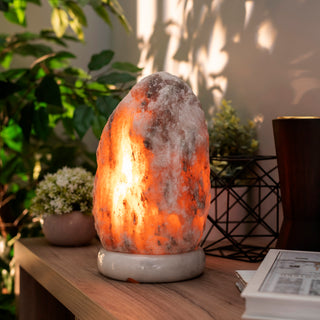 Natural Gray Himalayan Salt Lamp 12-15 Lbs w/ Gray Marble Base