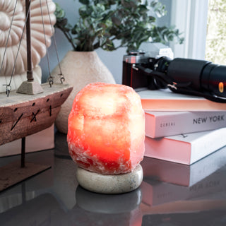 Natural Dark Red Salt Lamp (3-5 lb) (1.5-2.25 KG) (6-7") w/ Tavera Base