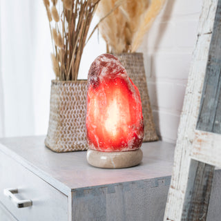 Natural Dark Red Salt Lamp (6-8 lb) (2.5-3 KG) (7-8") w/ Tavera Base