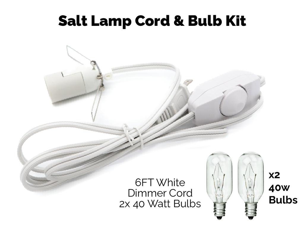 UL Listed Lamp Cord w Dimmer Switch 6FT White Cord w 2x 40W Bulbs Ki Himalayan Secrets