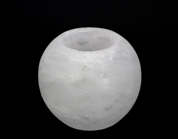 Globe Shape White Salt Candle Holder 3.5"