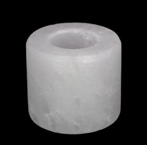 Cylinder Shape White Salt Candle Holder 3.5"