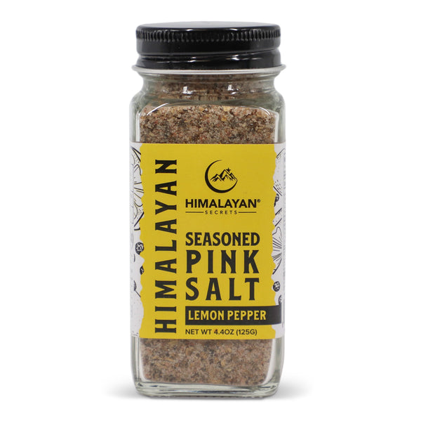 4.4 oz French Glass Himalayan Seasoned Pink Salt Shaker - Lemon Pepper