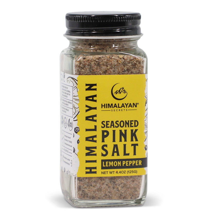 4.4 oz French Glass Himalayan Seasoned Pink Salt Shaker - Lemon Pepper
