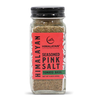 4.4 oz French Glass Himalayan Seasoned Pink Salt Shaker - Tomato Basil