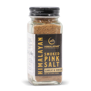 4.4 oz French Glass Himalayan Smoked Pink Salt Shaker - Garlic & Onion