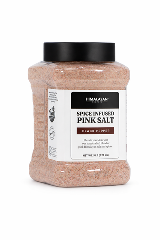Seasoned Himalayan Salt Fine Grain - Black Pepper - 5LB Jar