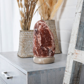 Natural Dark Red Salt Lamp (6-8 lb) (2.5-3 KG) (7-8") w/ Tavera Base