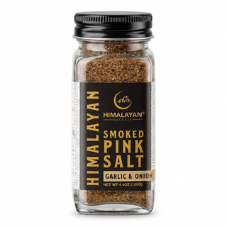 4.4 oz French Glass Himalayan Smoked Pink Salt Shaker - Garlic & Onion