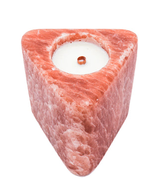 Triangle Shape Pink Salt Poured Wax Candle Holder 5.5x6"