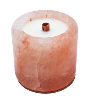 Cylinder Shape Pink Salt Poured Wax Candle Holder 3.5"