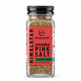 4.4 oz French Glass Himalayan Seasoned Pink Salt Shaker - Tomato Basil
