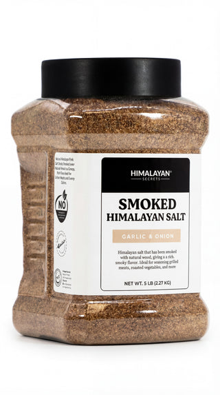 Himalayan Smoked Pink Salt Fine Grain - Garlic & Onion - 5LB Jar