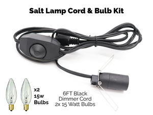 UL Listed Lamp Cord w/ Dimmer Switch 6FT Black Cord w/ 2x 15W Bulbs Kit