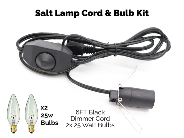 UL Listed Lamp Cord w/ Dimmer Switch 6FT Black Cord w/ 2x 25W Bulbs Kit