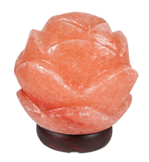 6" Pink Himalayan Salt Lotus Flower Globe Shape Lamp 7-8 Lbs