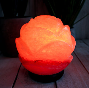 6" Pink Himalayan Salt Lotus Flower Globe Shape Lamp 7-8 Lbs