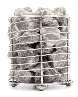 6" Stainless Steel Basket Lamp w/ Gray Himalayan Salt Chunks