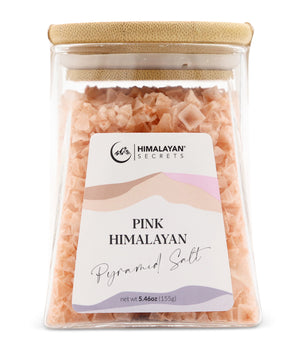 Pink Himalayan Pyramid Flake Salt - 155g Triangle Glass Jar