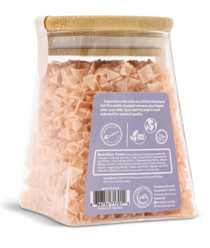 Pink Himalayan Pyramid Flake Salt - 155g Triangle Glass Jar