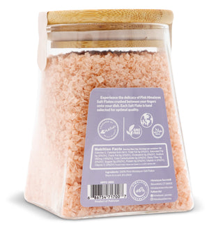 Pink Himalayan Flake Salt - 180g Triangle Glass Jar