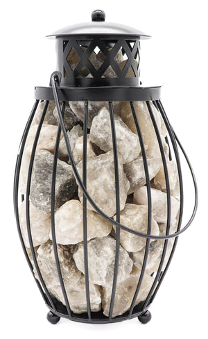 10.5" Black Iron Lantern Lamp w/ GRAY Salt Chunks