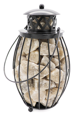 10.5" Black Iron Lantern Lamp w/ GRAY Salt Chunks