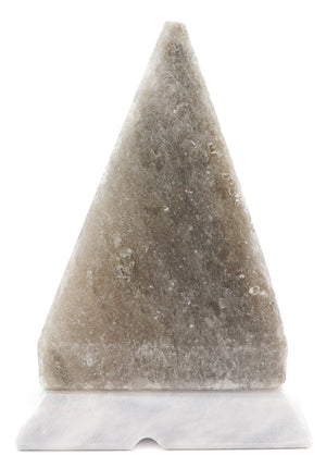 Gray Himalayan Salt Pyramid Shape Lamp w/ Gray Marble Base