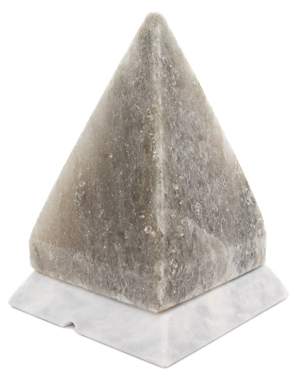 Gray Himalayan Salt Pyramid Shape Lamp w/ Gray Marble Base