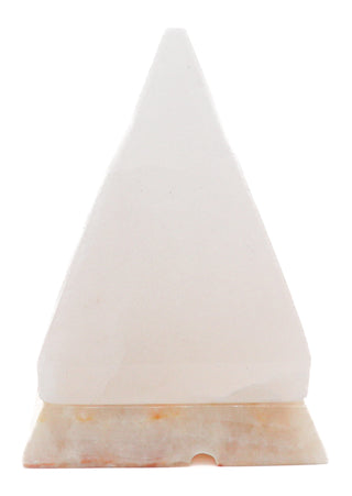 White Himalayan Salt Pyramid Shape Lamp w/ Onyx Marble Base