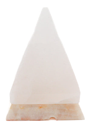 White Himalayan Salt Pyramid Shape Lamp w/ Onyx Marble Base