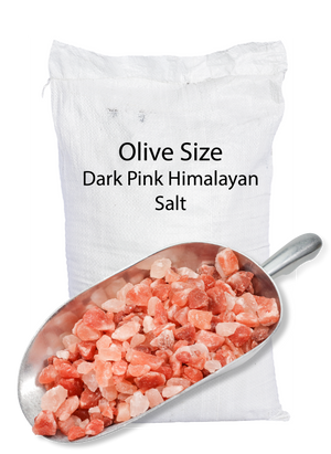 44 LB Himalayan DARK Pink Salt OLIVE SIZE CHUNKS