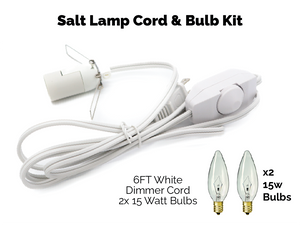 UL Listed Lamp Cord w/ Dimmer Switch 6FT White Cord w/ 2x 15W Bulbs Kit