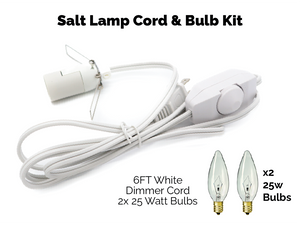 UL Listed Lamp Cord w/ Dimmer Switch 6FT White Cord w/ 2x 25W Bulbs Kit