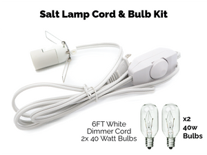 UL Listed Lamp Cord w/ Dimmer Switch 6FT White Cord w/ 2x 40W Bulbs Kit